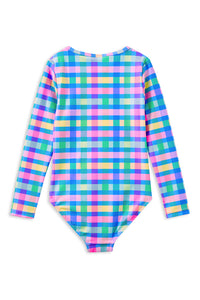 Thumbnail for Milky - Picnic Check Long Sleeve Swimsuit