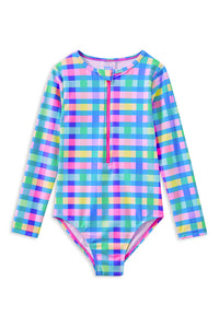 Thumbnail for Milky - Picnic Check Long Sleeve Swimsuit