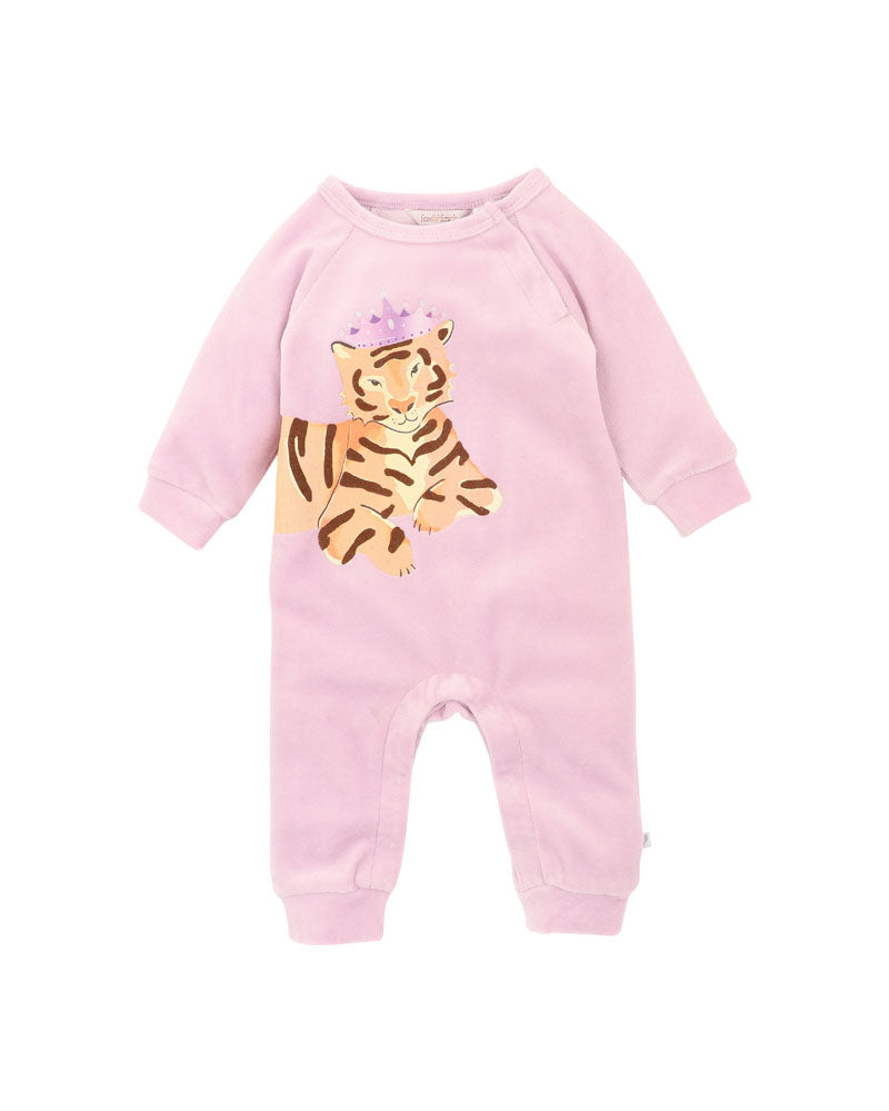 Fox & Finch - Tutu Tigers Velour LS Zip Romper