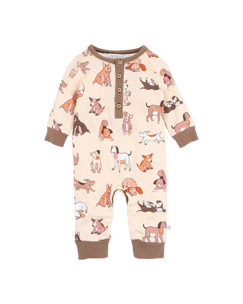 Fox & Finch - Cool Dogs Print LS Henley Romper