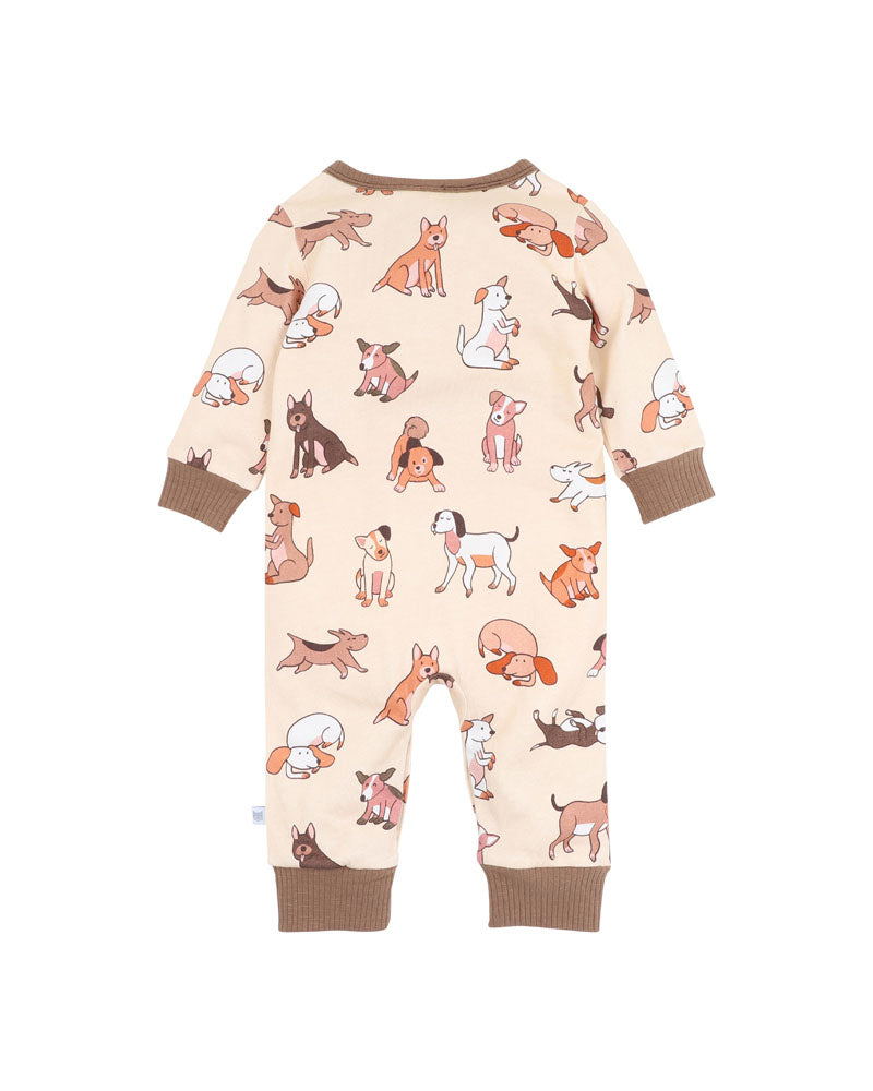 Fox & Finch - Cool Dogs Print LS Henley Romper