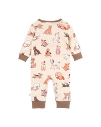 Thumbnail for Fox & Finch - Cool Dogs Print LS Henley Romper