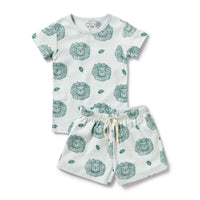 Thumbnail for Wilson & Frenchy - Little Lion Organic Pointelle Short Sleeved Pyjamas