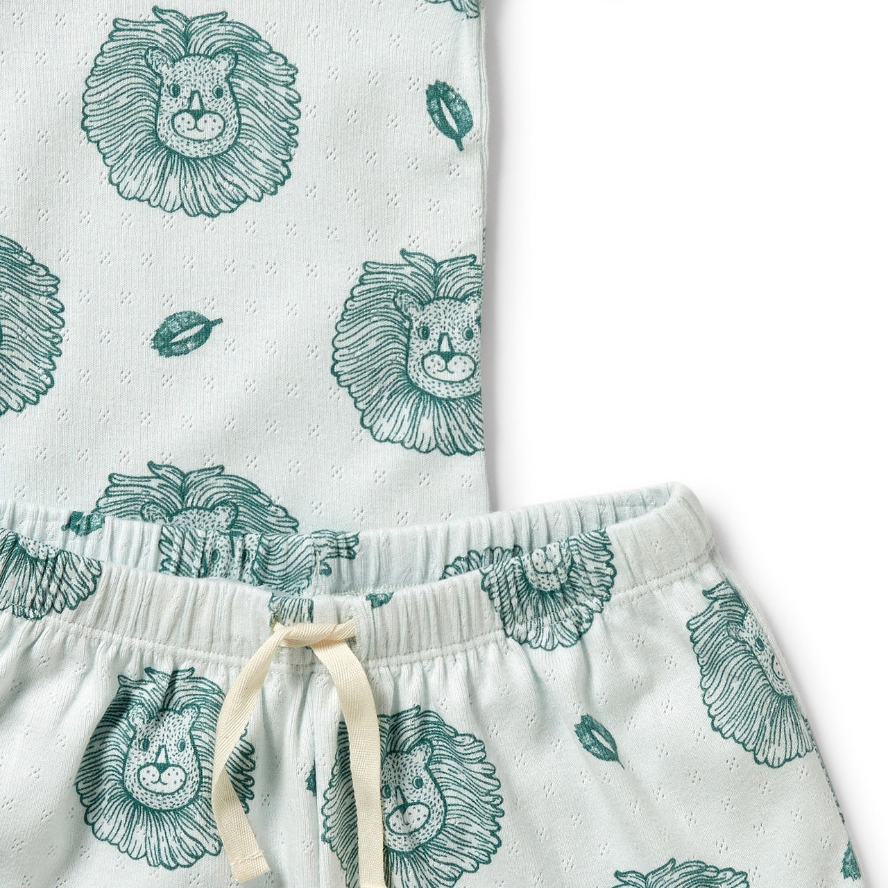 Wilson & Frenchy - Little Lion Organic Pointelle Short Sleeved Pyjamas