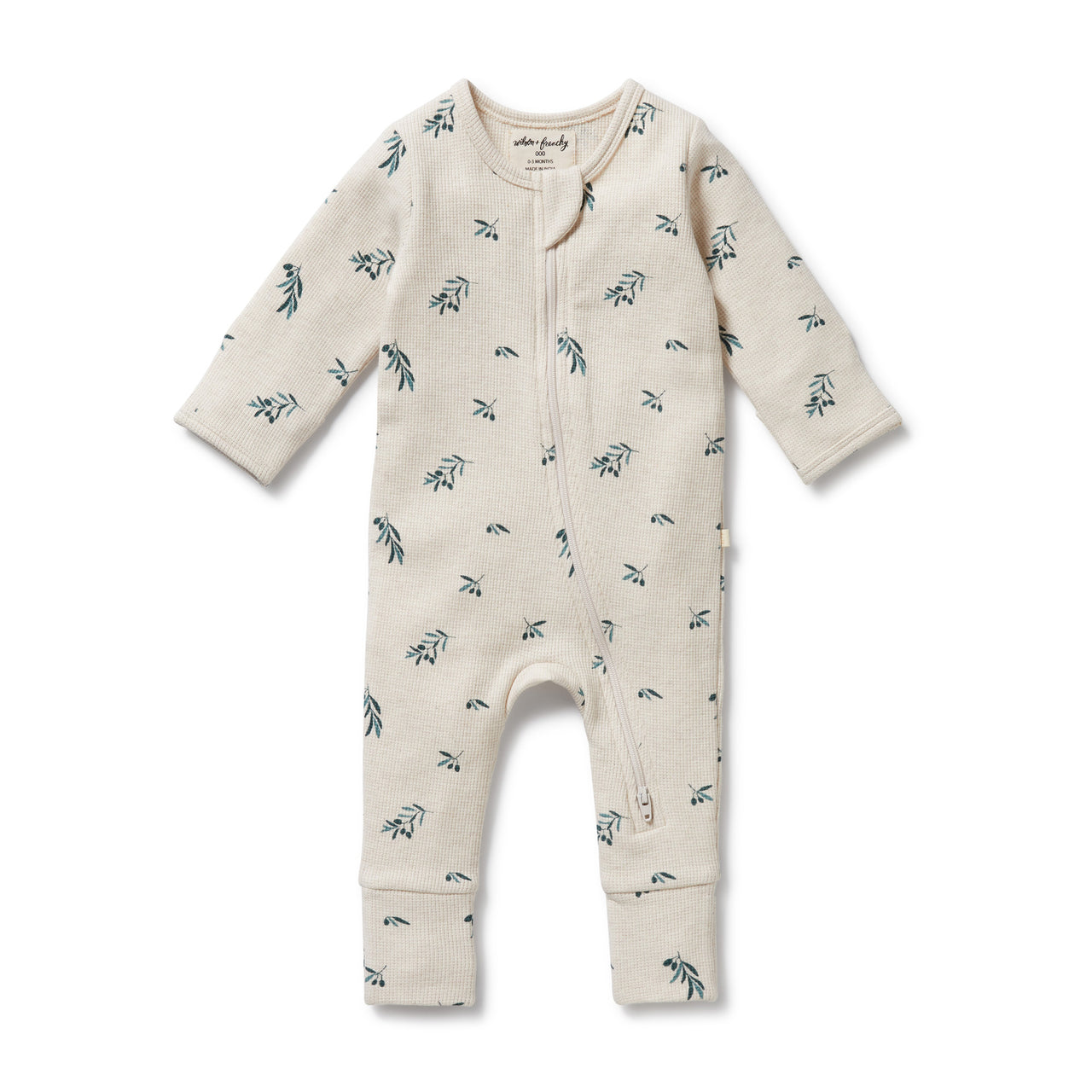 Wilson & Frenchy - Little Olive Organic Waffle Zipsuit