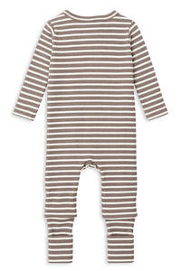 Thumbnail for Milky - Latte Stripe Zip Romper