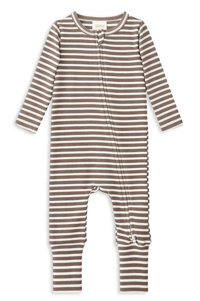 Milky - Latte Stripe Zip Romper