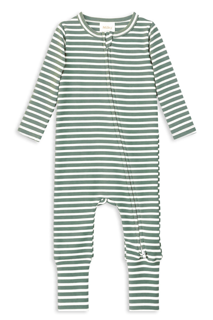 Milky - Fern Stripe Zip Romper