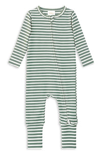 Thumbnail for Milky - Fern Stripe Zip Romper