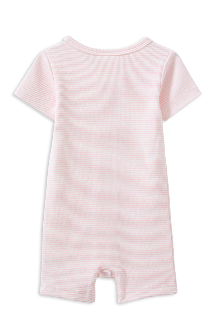 Milky - Pink Stripe Rib Zip Romper