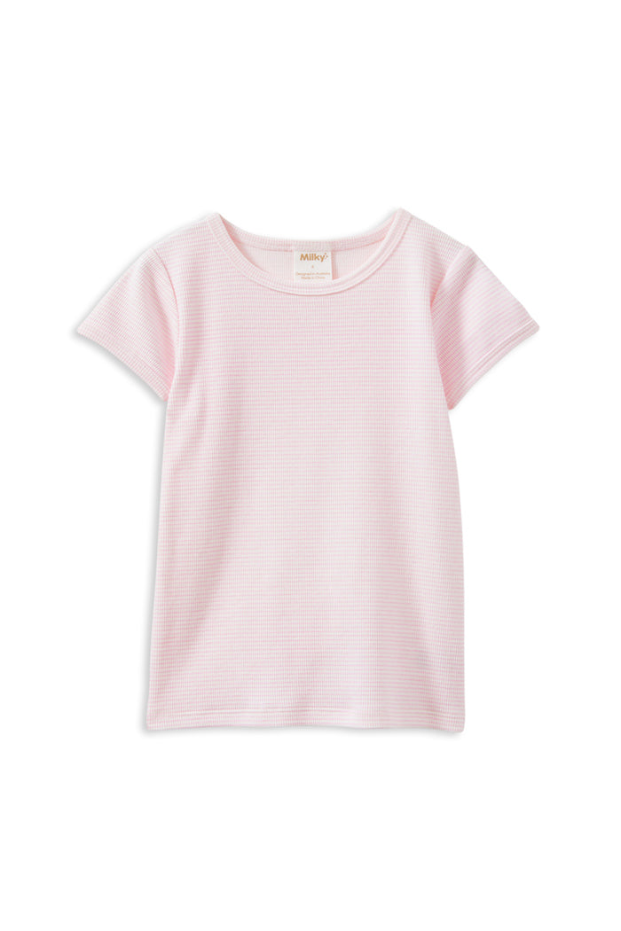 Milky - Pink Stripe Rib Tee