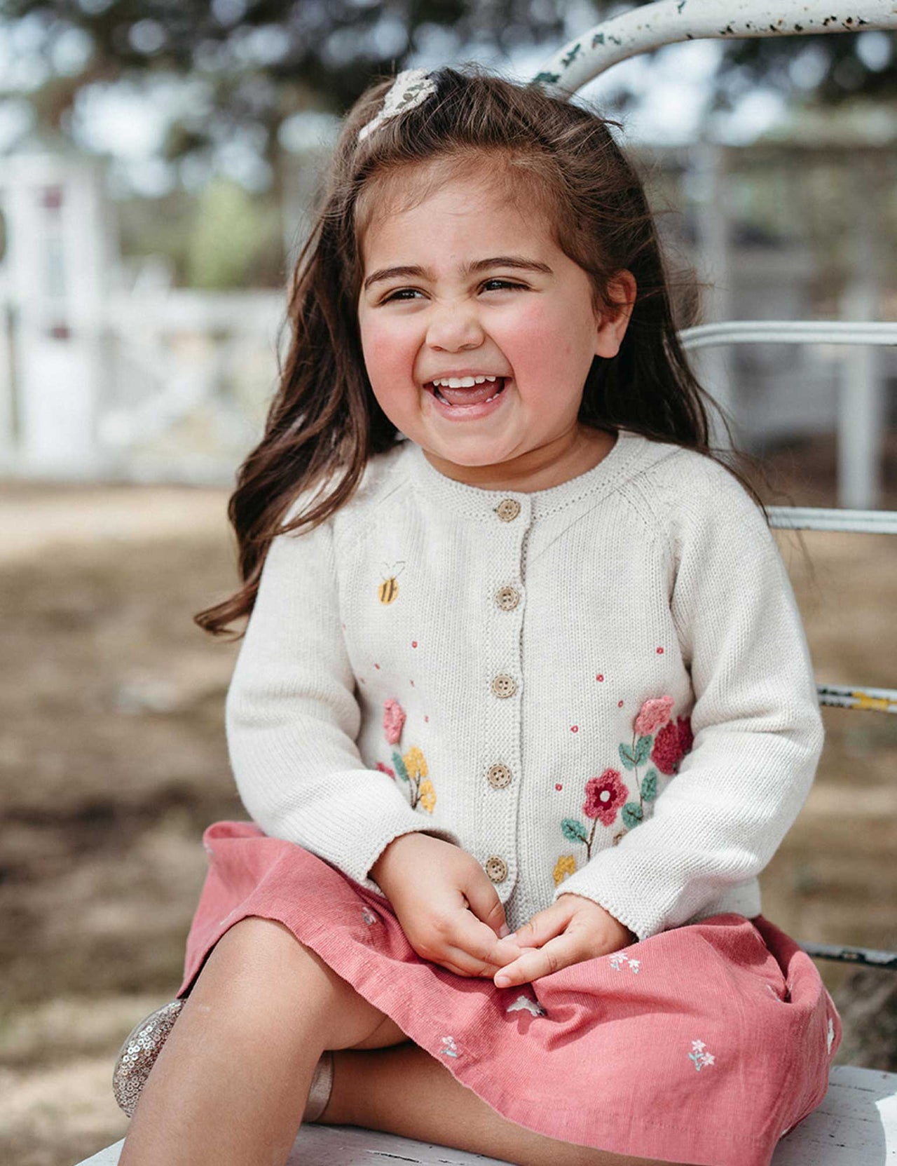 Purebaby - Embroidered Cardigan Wheat