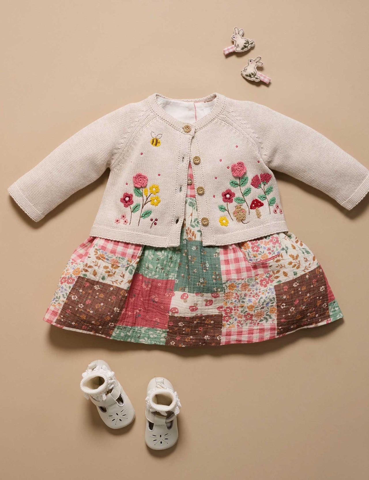 Purebaby - Embroidered Cardigan Wheat