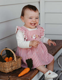 Thumbnail for Purebabay - Pink Gingham Pinnie Set