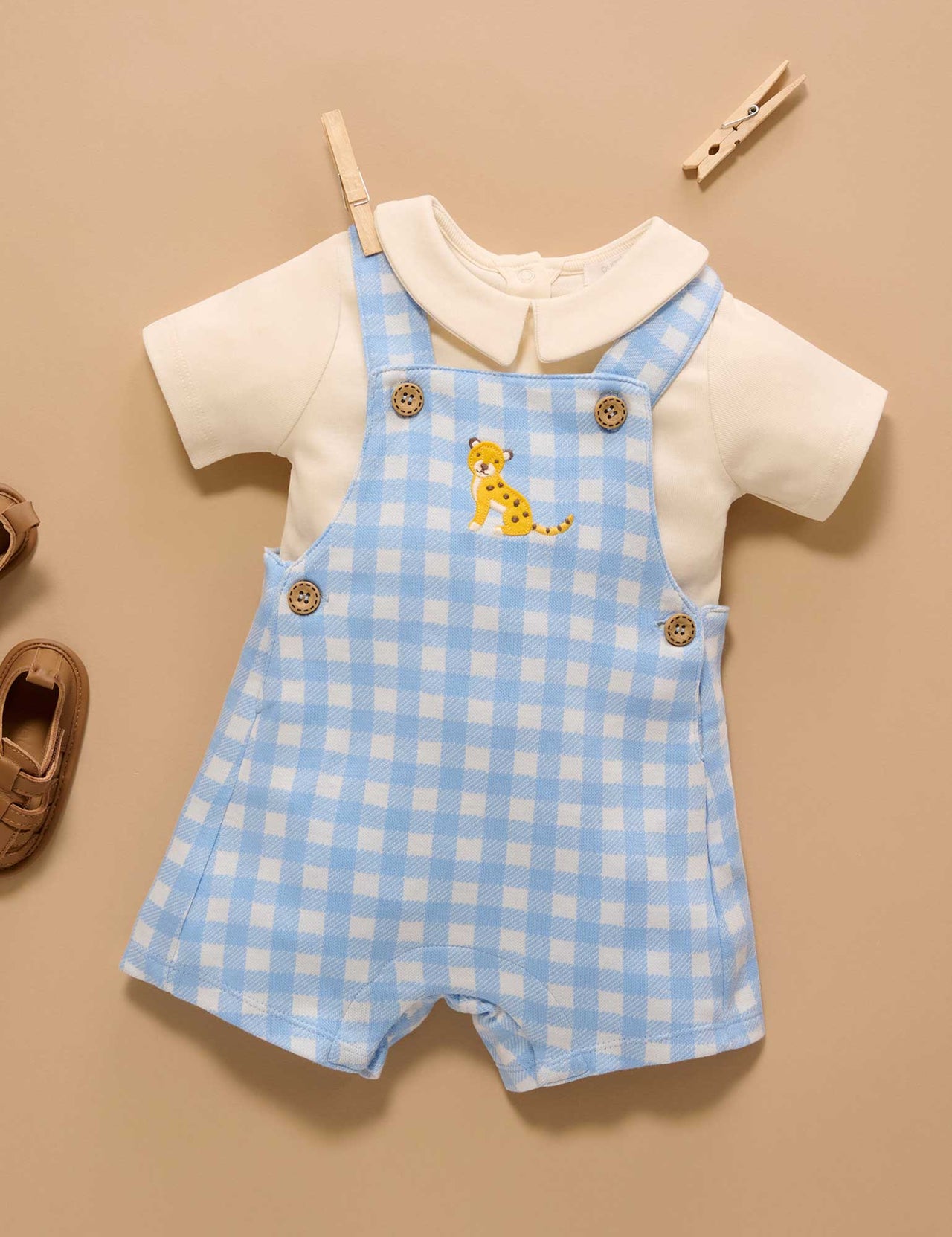Purebaby - Gingham Overall Set