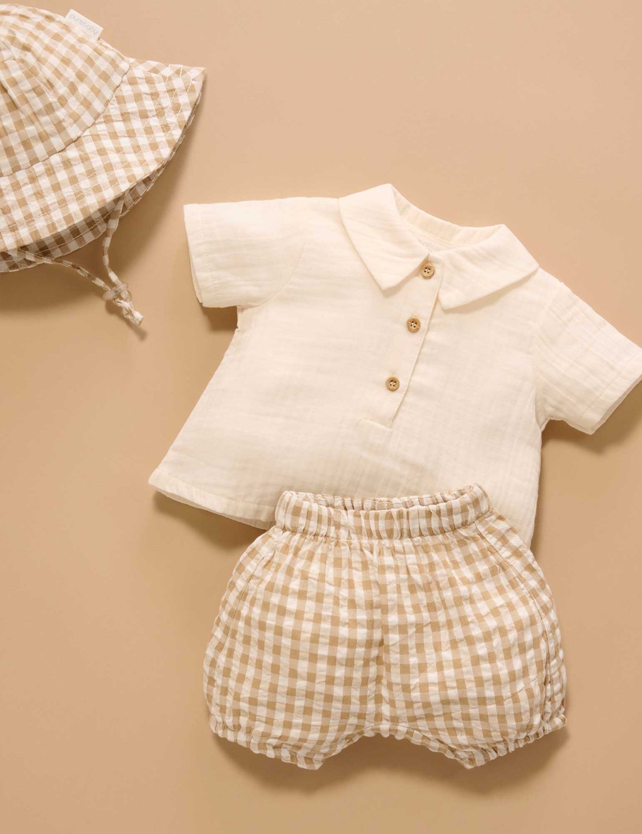 Purebaby - Gingham Set - Burrito Gingham