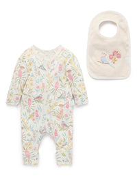 Thumbnail for Purebaby -  Zip Growsuit & Bib Gift Set Floral