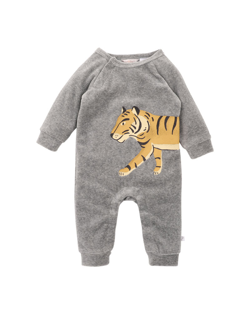 Fox & Finch - Tiger Velour LS Zip Onesie