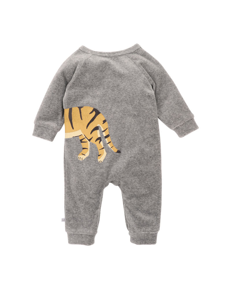 Fox & Finch - Tiger Velour LS Zip Onesie