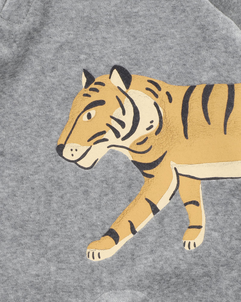 Fox & Finch - Tiger Velour LS Zip Onesie