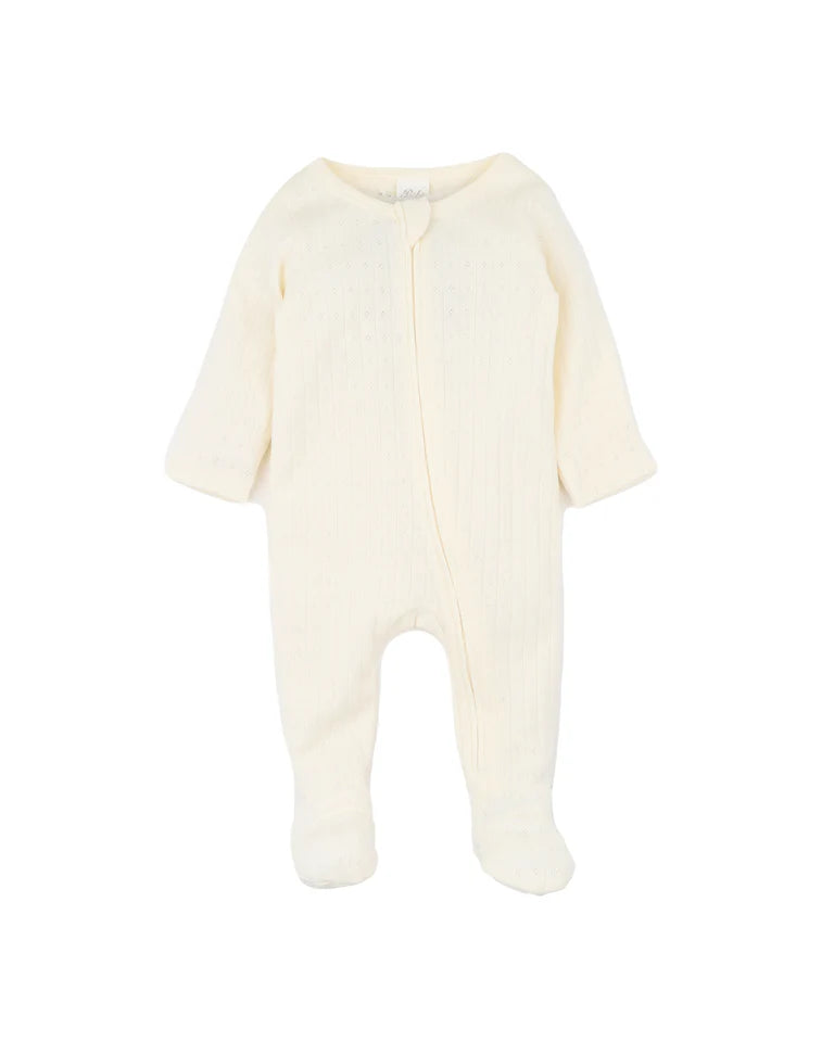 Bebe - Milk Organic Pointelle LS Zipsuit