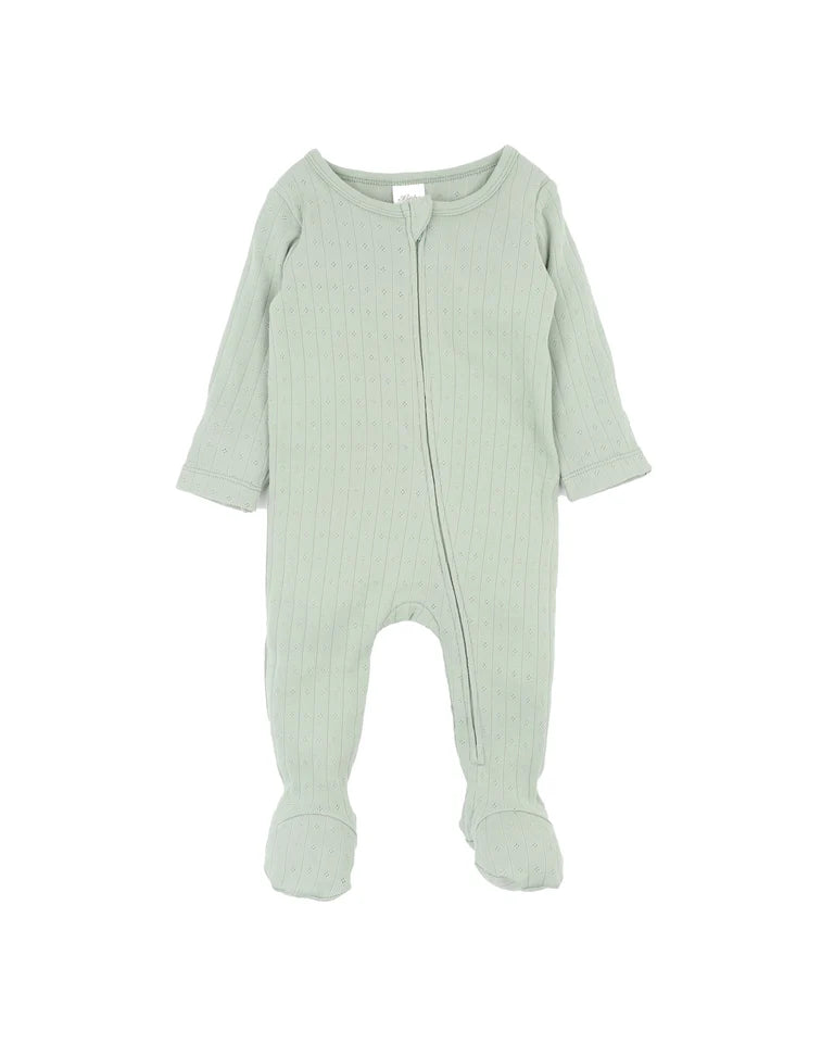 Bebe - Sage Organic Pointelle LS Zipsuit