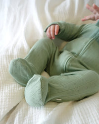 Thumbnail for Bebe - Sage Organic Pointelle LS Zipsuit