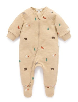 Purebaby - Woodland Embroidered Growsuit