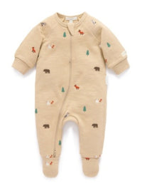 Thumbnail for Purebaby - Woodland Embroidered Growsuit