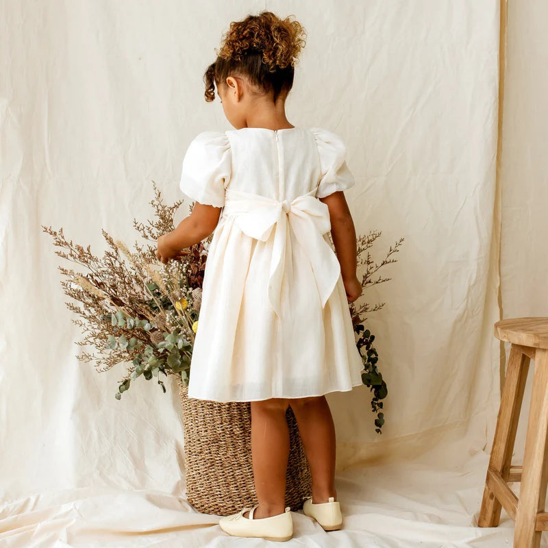 Designer Kidz - Noa Puff Sleeve Bow Back Dress